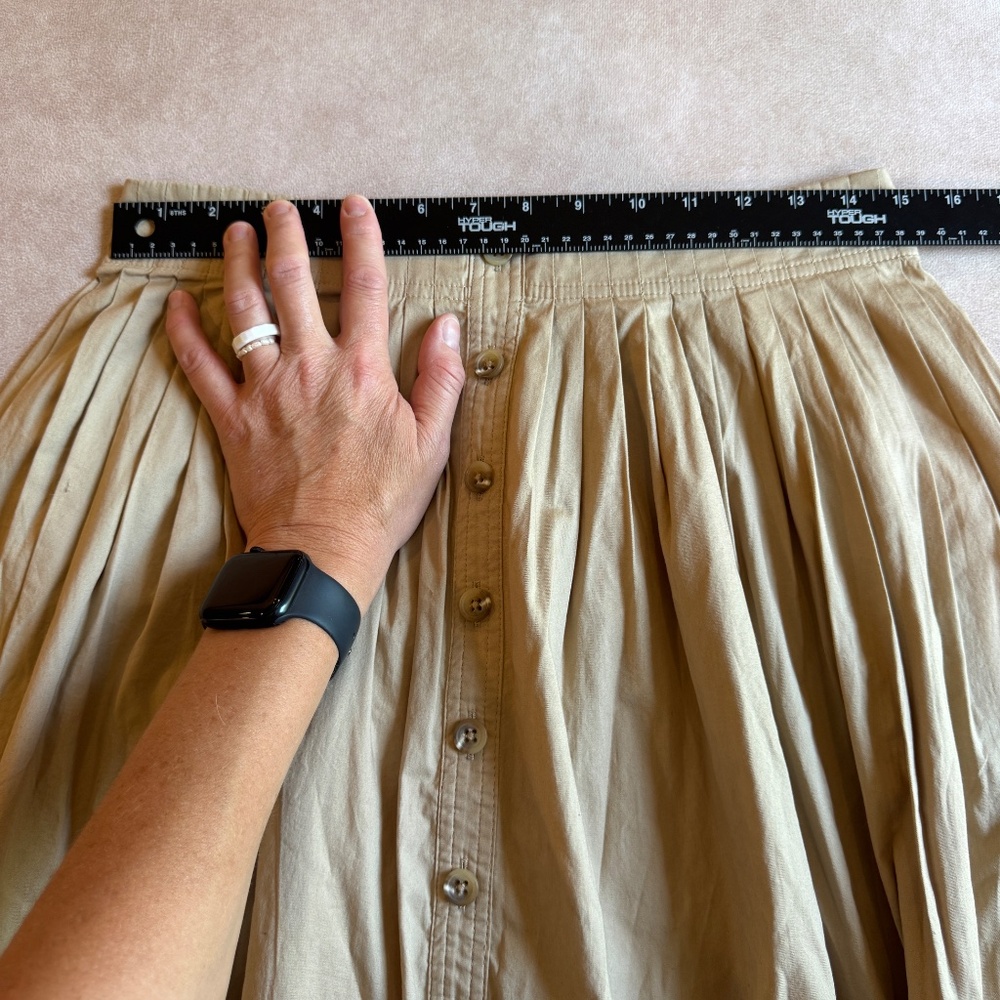 J. Crew Factory Tan Button-Front Midi Skirt - Picture 6 of 9